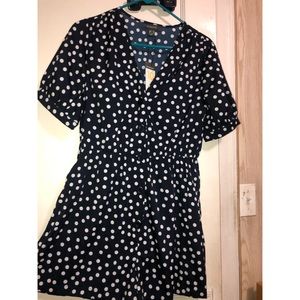 Navy polka dot romper